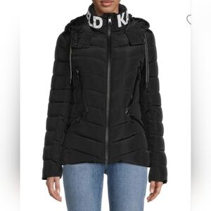 Karl Lagerfeld Black Quilted Hooded Puffer Jacket